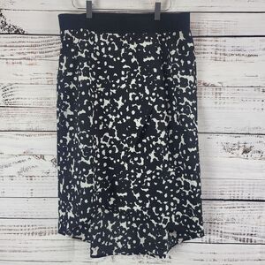 Cabi Layered Look Skirt M Womens Black White Printed Midi Lined Pull On Classic
